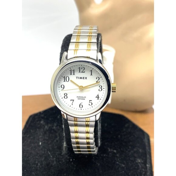 Timex Women\'s Watch TW2W52500 Quartz Indiglo White Dial Two Tone Steel 25mm